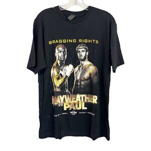 Mayweather vs Paul Bragging Rights Black Crewneck Graphic Tee Merch Event Medium